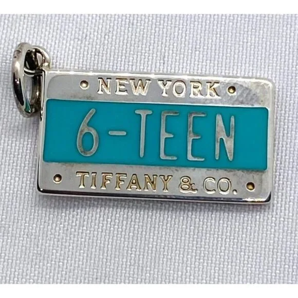 Tiffany & Co Sterling Silver 925 Enamel 6-Teen Plate Charm